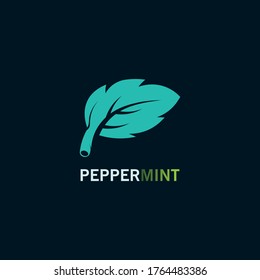 Peppermint leaf logo inspiration concept design on black background design