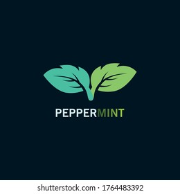 Inspirationskonzept für Pfefferminzblätter-Logo, Design auf schwarzem Hintergrund