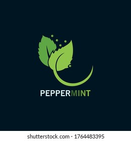 Diseño del concepto de inspiración del logo de la hoja de Peppermint sobre el diseño de fondo negro