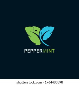 Peppermint leaf logo inspiration concept design on black background design