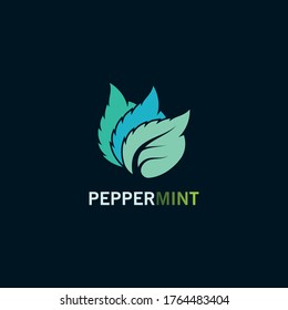 Diseño del concepto de inspiración del logo de la hoja de Peppermint sobre el diseño de fondo negro