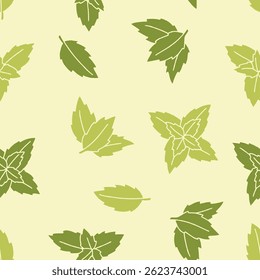 Peppermint Leaf Vector Seamless Pattern Background for Surface Print Fabric Fashion Wrapping