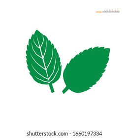 La menta deja un icono en el fondo blanco - Ilustración vectorial.