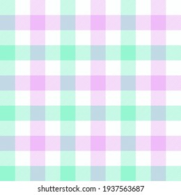 Peppermint And Lilac Gingham. Seamless Vector Plaid Pattern Suitable For Fashion, Interiors, Plus Easter And Baby Shower Decor