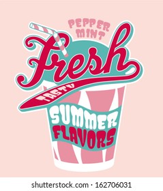 Peppermint milkshake cup - Vector artwork for girl t-shirt in custom colors