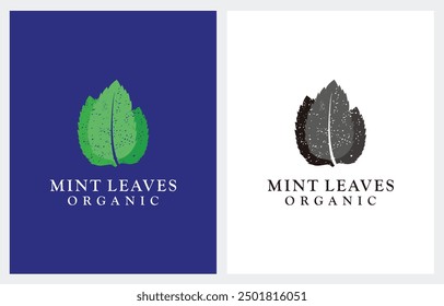 Peppermint Mint Leaves Leaf Menthol Organic Green Herbal logo design vector icon