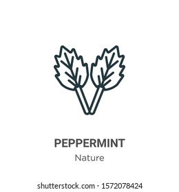 Peppermint outline vector icon. Thin line black peppermint icon, flat vector simple element illustration from editable nature concept isolated on white background