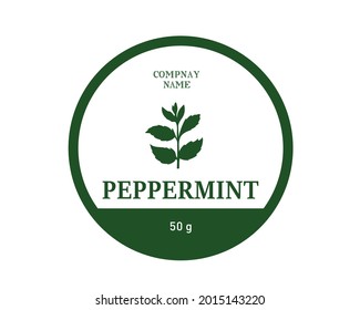 Peppermint round label design, Peppermint oil labels. Screen care and cosmetic packaging label design. Element for packaging design