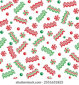 Peppermint Seamless Christmas Peppermint and Candy mint-Christmas Vector Illustration