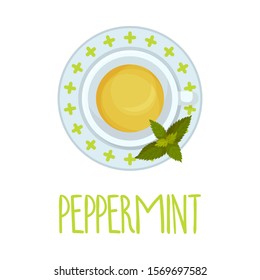 Peppermint Tea Vector Illustration View From Above