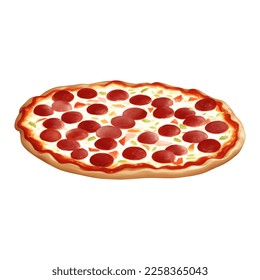 Pepperoni Cheese Pizza Isolated Detailed Hand Drawn Painting Illustration