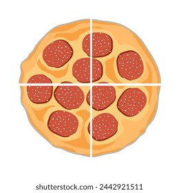 Pepperoni Cheese Pizza Isolated Detailed Hand Drawn Vector  Illustration