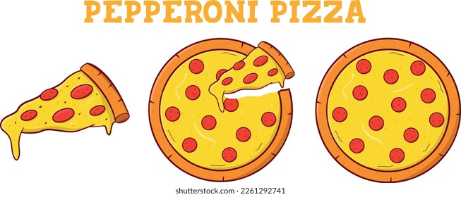 Pepperoni Cheese Pizza. vector flat illustration	
