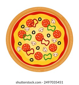 Pepperoni Cheese Pizza Vector Illustration