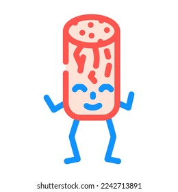 pepperoni meat character color icon vector. pepperoni meat character sign. isolated symbol illustration