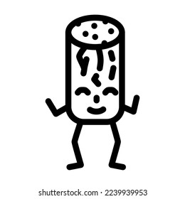 pepperoni meat character line icon vector. pepperoni meat character sign. isolated contour symbol black illustration