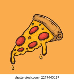 Pepperoni and melted cheese pizza
For fast food or children's drawing books
Simple vector illustration