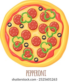 Ícone de cor da pizza Pepperoni. Menu de restaurante italiano isolado no fundo branco