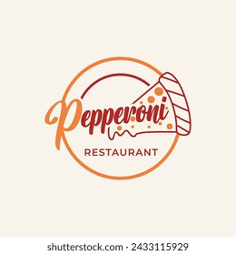 Pepperoni Pizza Delicious Restaurant retro vintage logo design element vector