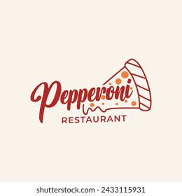 Pepperoni Pizza Delicious Restaurant retro vintage logo design element vector