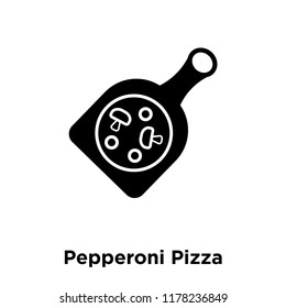 Pepperoni Pizza icon vector isolated on white background, logo concept of Pepperoni Pizza sign on transparent background, filled black symbol