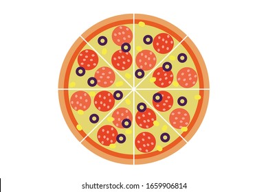 Pepperoni pizza  on white background.