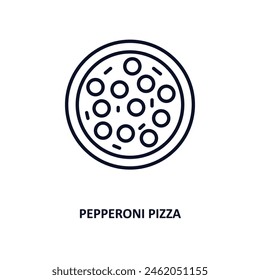 pepperoni pizza outline icon.  Thin line icon from bistro and restaurant collection. Editable vector isolated on white background