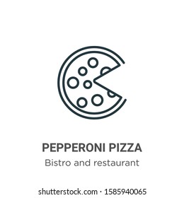 Pepperoni pizza outline vector icon. Thin line black pepperoni pizza icon, flat vector simple element illustration from editable bistro and restaurant concept isolated on white background