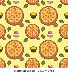 pepperoni pizza seamless pattern, clip art pizza