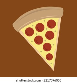 Pepperoni pizza slice flat vector illustration. Cute pepperoni pizza slice cartoon vector illustration for graphic design and decorative element