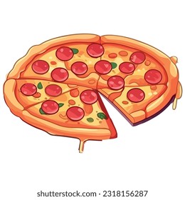 Pepperoni pizza slice, fresh and delicious meal icon isolated