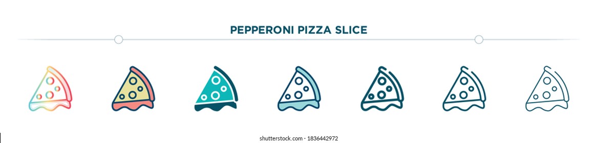 pepperoni pizza slice icon designed in gradient, filled, two color, thin line and outline style. vector illustration of pepperoni pizza slice vector icons. can be used for mobile, ui, web
