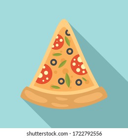 Pepperoni pizza slice icon. Flat illustration of pepperoni pizza slice vector icon for web design