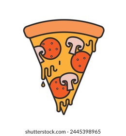 pepperoni pizza slice icon. Modern flat vector illustration of pizza