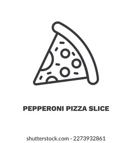 pepperoni pizza slice icon. Thin line pepperoni pizza slice icon from restaurant collection. Outline vector isolated on white background.