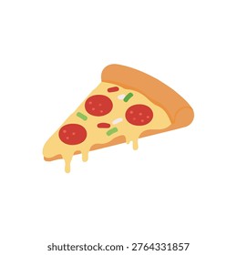 Pepperoni Pizza Slice Illustration, Cute Kawaii Melted Cheese Pizza Flat Vector Icon Pepperoni Pizza Slice Illustration, Cute Kawaii Melted Cheese Pizza Flat Vector Icon