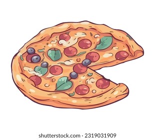 pepperoni pizza slice illustration icon isolated