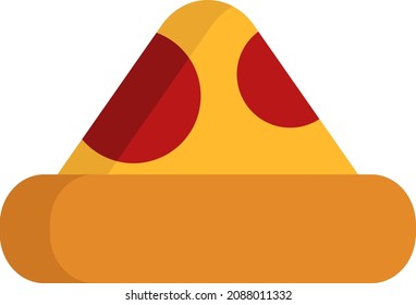 Pepperoni pizza slice, illustration, vector, on a white background.