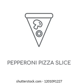 Pepperoni Pizza Slice linear icon. Pepperoni Pizza Slice concept stroke symbol design. Thin graphic elements vector illustration, outline pattern on a white background, eps 10.