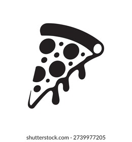 pepperoni pizza slice with melted cheese topping icon silhouette