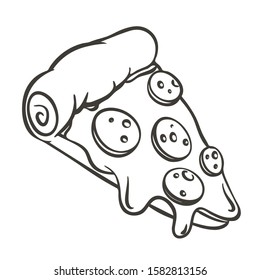 Pepperoni Pizza Slice Outline for Coloring