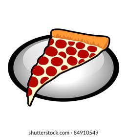 Pepperoni Pizza Slice Symbol with White Oval  - Vector Illustration. (high resolution JPEG also available).