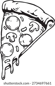 Pepperoni Vector de rebanadas de pizza, ilustración de alimentos