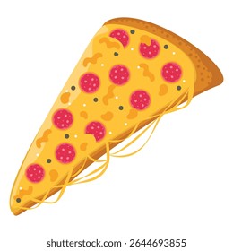 Pepperoni pizza slice. Vector image.