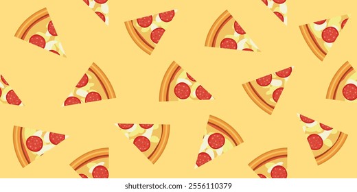 pepperoni pizza slices seamless pattern print design vector illustration