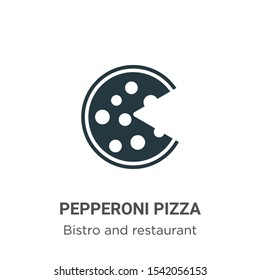 Pepperoni pizza vector icon on white background. Flat vector pepperoni pizza icon symbol sign from modern bistro and restaurant collection for mobile concept and web apps design.