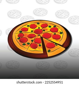 pepperoni pizza vector illustration ,