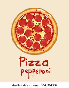 Pepperoni pizza. Vector illustration