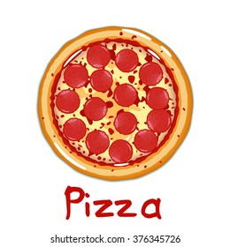 Pepperoni pizza. Vector illustration