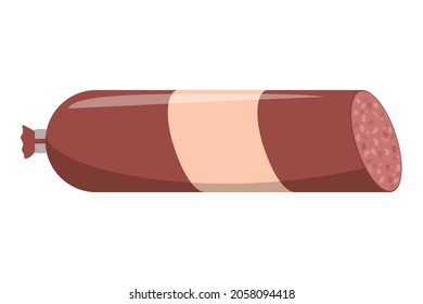 Pepperoni sausage vector isolated. Delicious meat product. Fresh meal, smoked food ingredient.